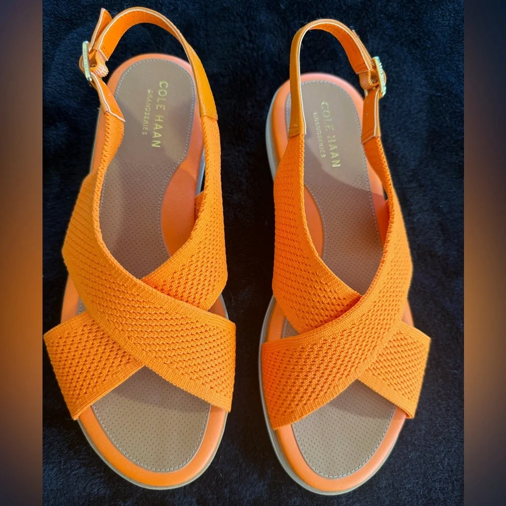 Cole Haan Sandals Orange Mikaela Stitchlite size 8 NWOT - Picture 5 of 11